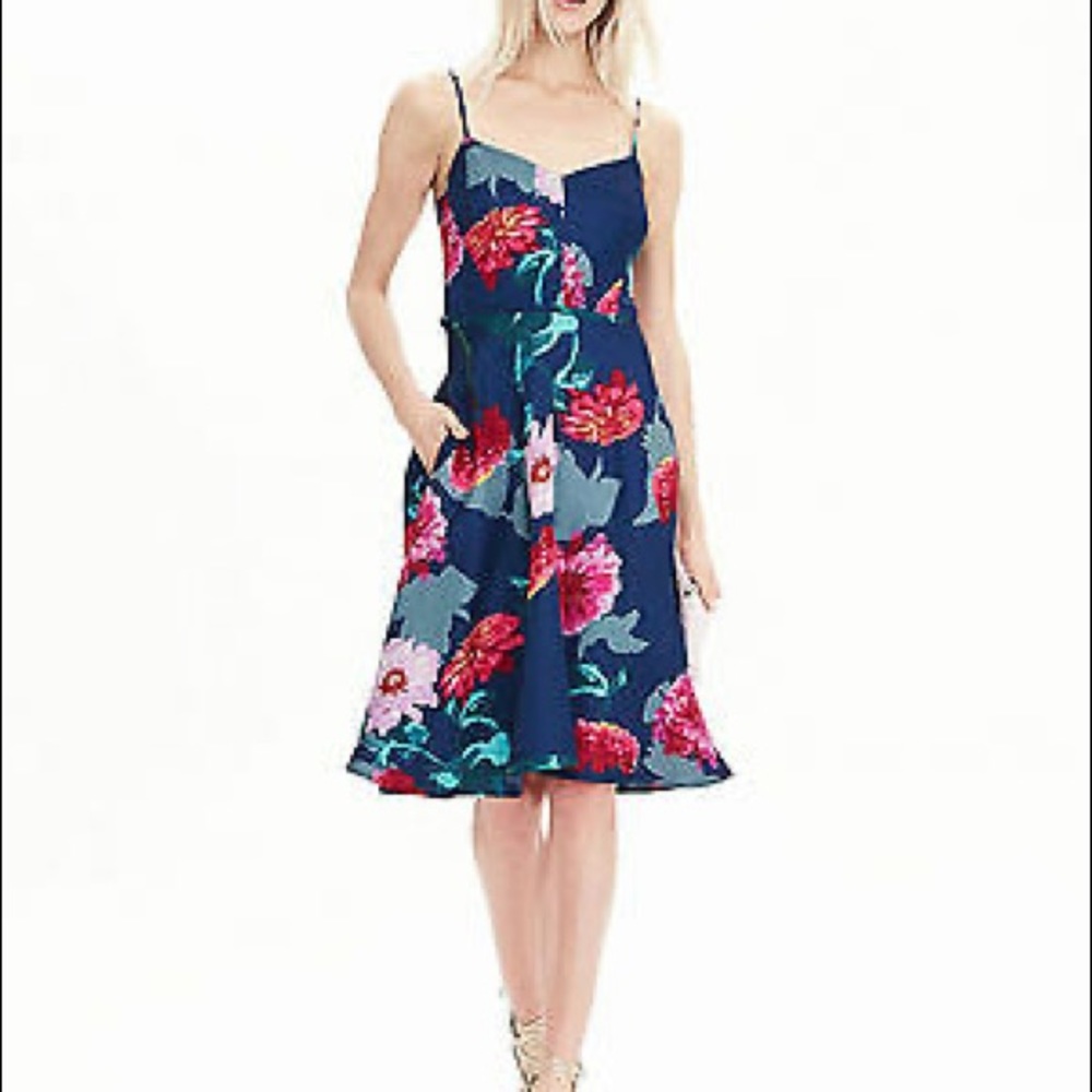 Navy floral tank dresss